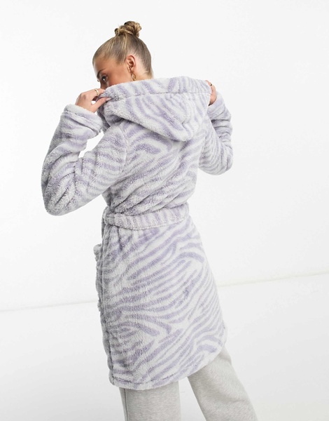 UGG Aarti cozy robe in gray zebra