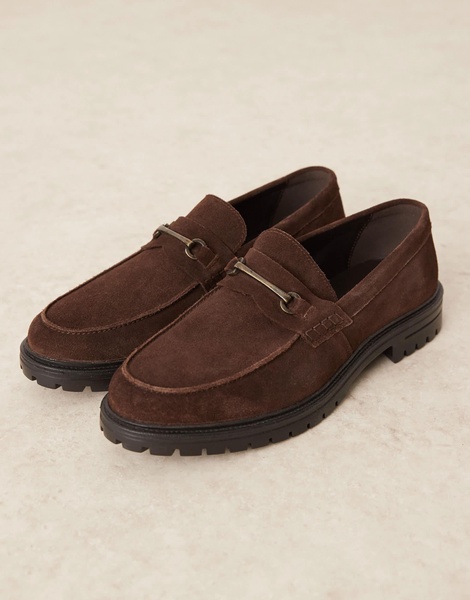 ASOS DESIGN chunky loafers in brown suede with snaffle