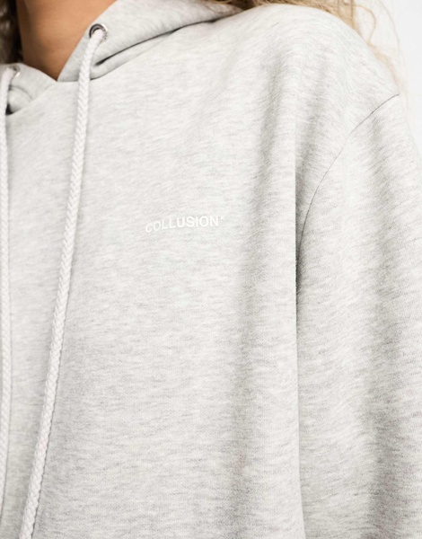 COLLUSION Unisex logo hoodie in gray heather