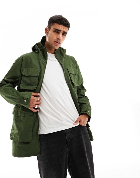 Threadbare relaxed fit ripstop utility jacket in khaki