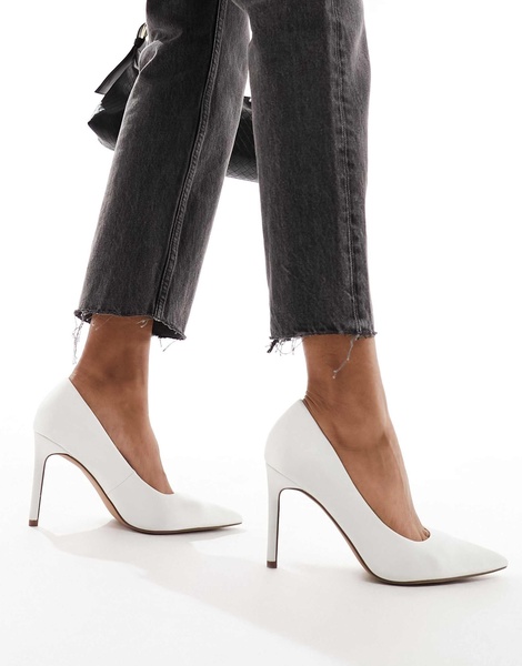 ASOS DESIGN Paphos pointed high heeled pumps in ivory satin