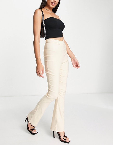 Vesper dipped waist flared pants in ecru