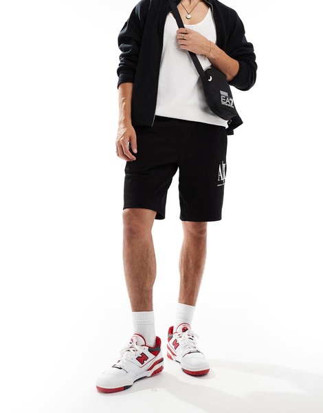 Armani Exchange logo jersey shorts with black