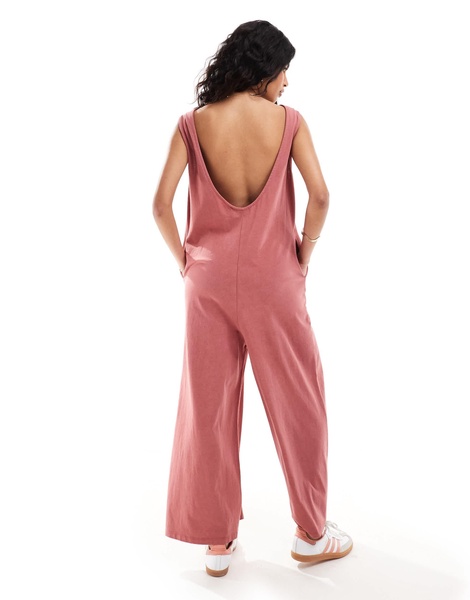 ASOS DESIGN cami washed jersey jumpsuit with pocket detail in rose pink