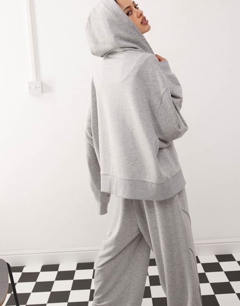 COLLUSION oversized zip through hoodie with applique in gray - part of a set