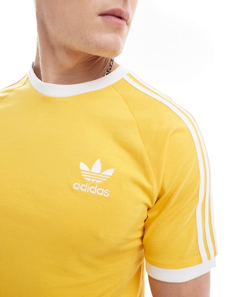 adidas Originals 3 Stripes T-shirt in bold gold