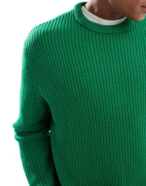 ASOS DESIGN oversized knit fisherman ribbed sweater in green