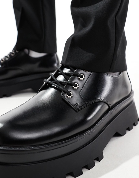 ASOS DESIGN lace up shoes in black with chunky sole