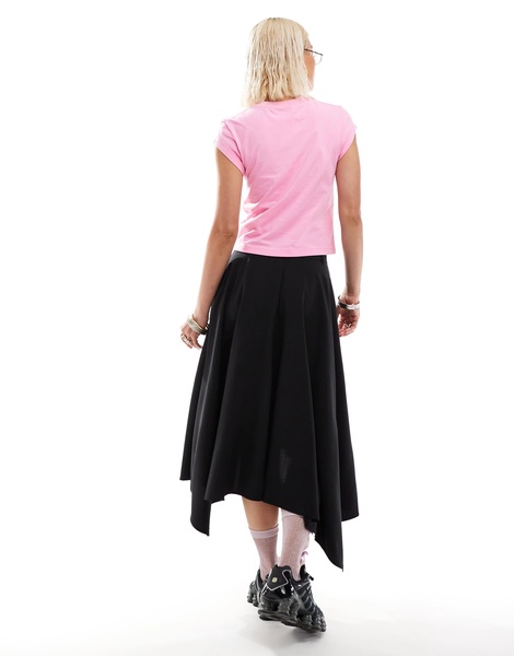 COLLUSION tailored pull on midi circle skirt