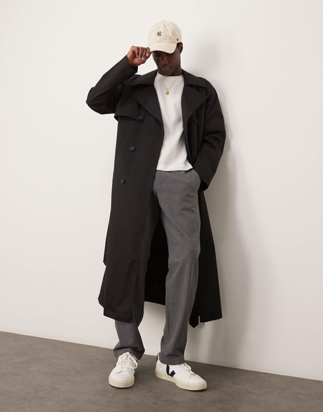 ASOS DESIGN oversized trench coat in black