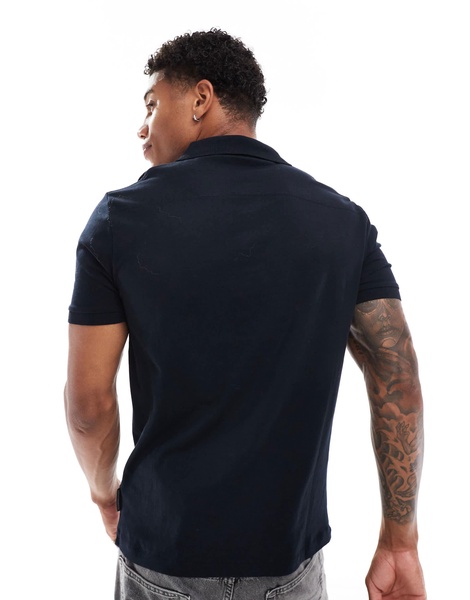 French Connection 2 pack short sleeve polo shirt in navy and melange