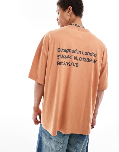 COLLUSION Unisex back branded t-shirt in burnt orange with wash