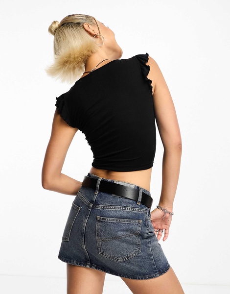 Cotton On ruched front tie detail crop top