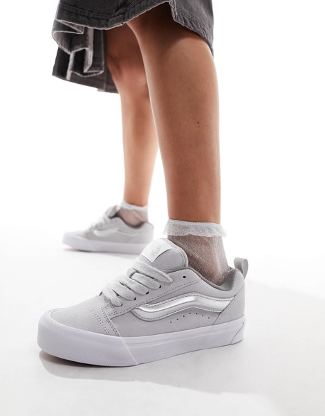 Vans Knu Skool chunky sneakers in white and silver