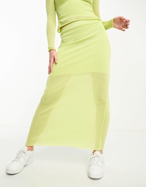 COLLUSION knit column maxi skirt in green