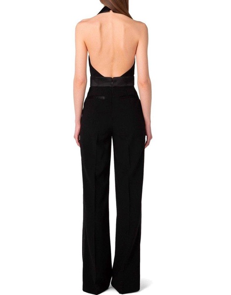 Elisabetta Franchi Embellished Waistband Halter Neck Jumpsuit