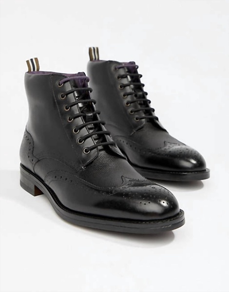 men's twrens brogue boots in black