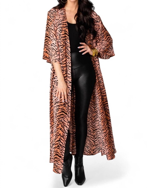 alix maxi length duster in siberian tiger