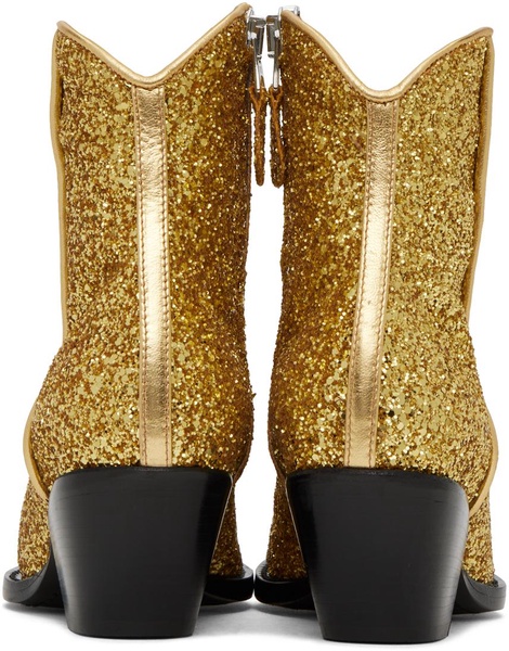 Gold Skinny Ankle Cowboy Boots