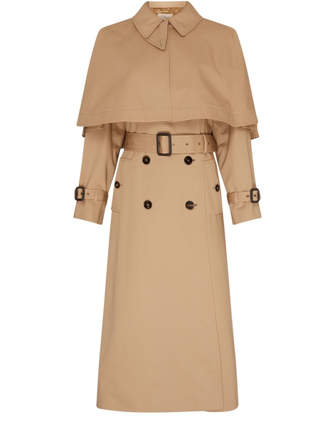 Classic cotton gabardine trench coat with cape