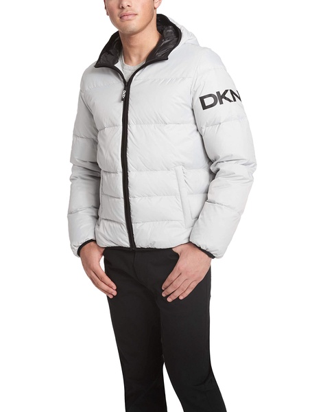 DKNY Men's Water Resistant Ultra Loft Hooded Logo Puffer Jacket (Standard and Big & Tall)