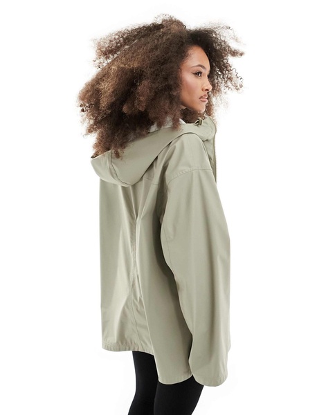 ASOS DESIGN rubberized rain coat in sage