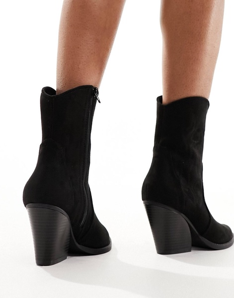 Truffle Collection heeled western ankle boots in black