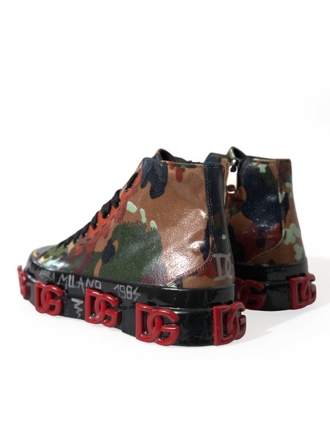 Dolce & Gabbana Multicolor Camouflage High Top Sneakers Shoes