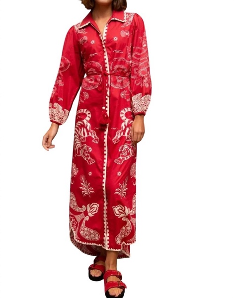 kathryn caftan in scarlet tiger