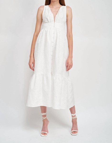 corsica jaquard maxi dress in white