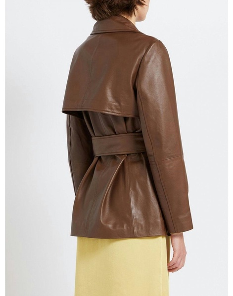 Marella Garbata Leather Jacket Size: 14, Col: Brown