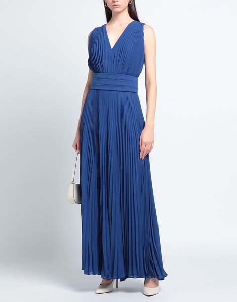 MAX MARA Blue Deep V-Neck Pleated Jumpsuit for Women - SS23 Collection