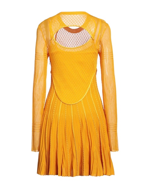 Yellow Stretch Viscose Blend Mini Dress