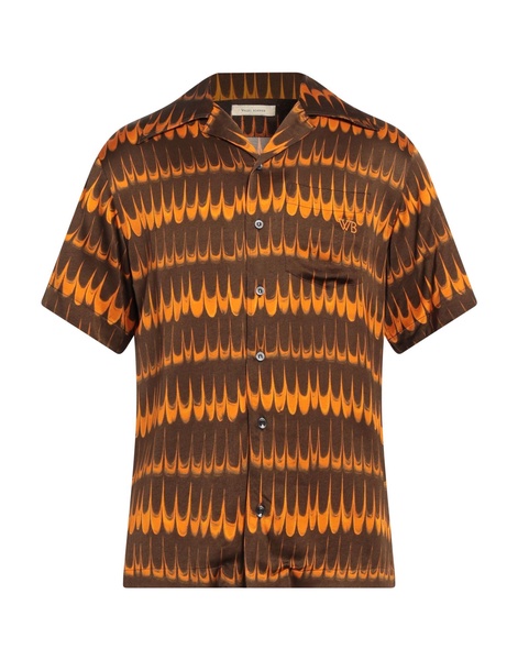 Brown Rhythm Shirt with Orange Pattern