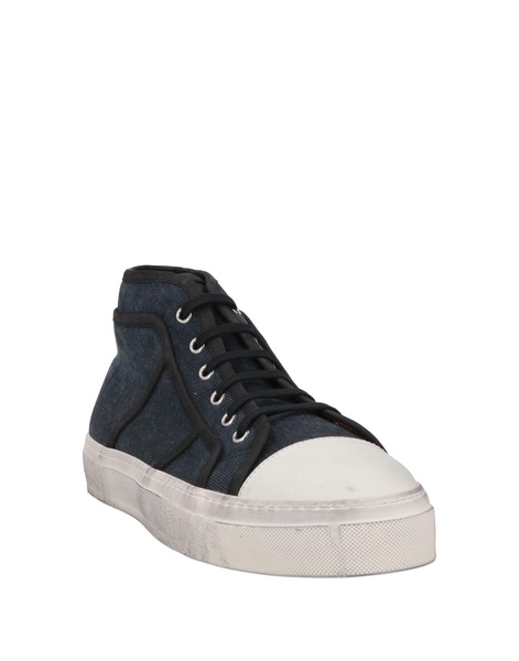 Denim leather-trimmed sneakers