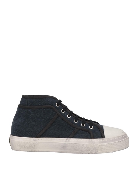 Denim leather-trimmed sneakers