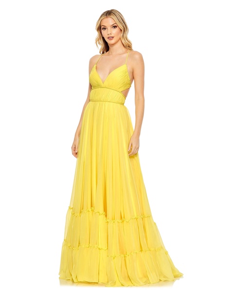 solid tiered ruffle strapless dress