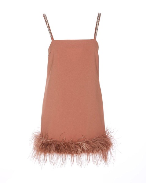 Pinko Crepe Feather Hem Mini Dress