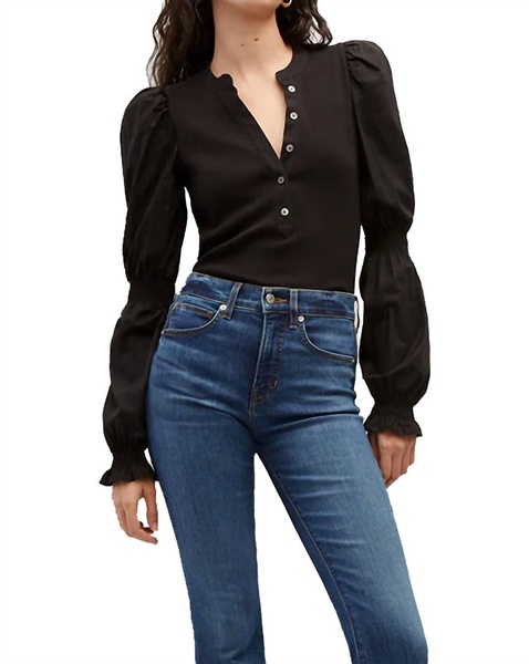 effy puff sleeve top in black