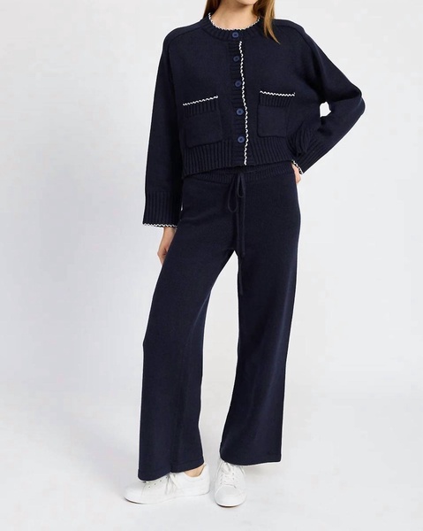 rochelle knit sweater lounge pant in navy