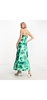 Object strappy midi dress in green abstract print