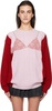 Pink & Red Lace Lingerie Boyfriend Knit Sweater