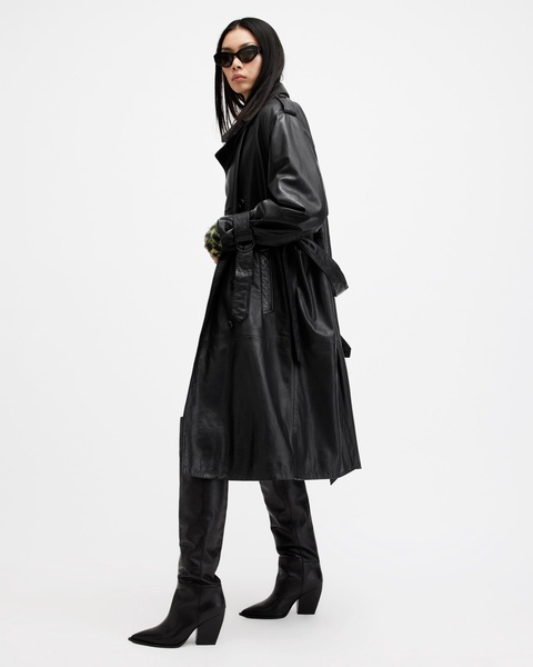 Hendry Relaxed Fit Leather Trench Coat