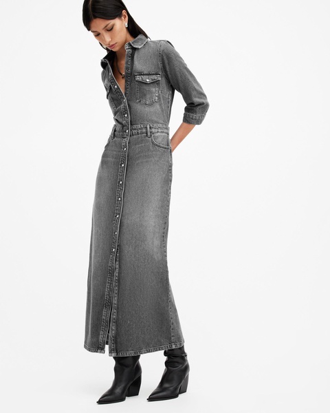 Blair Long Sleeve Denim Maxi Dress