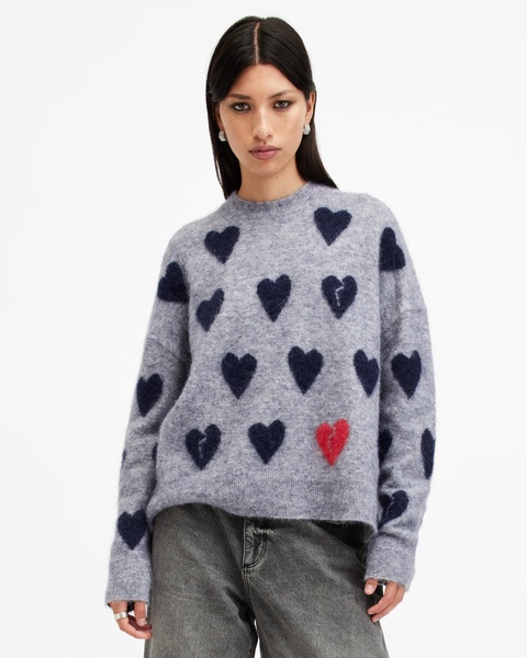 Amora Love Heart Jacquard Brushed Sweater