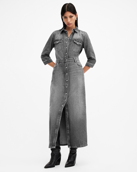 Blair Long Sleeve Denim Maxi Dress