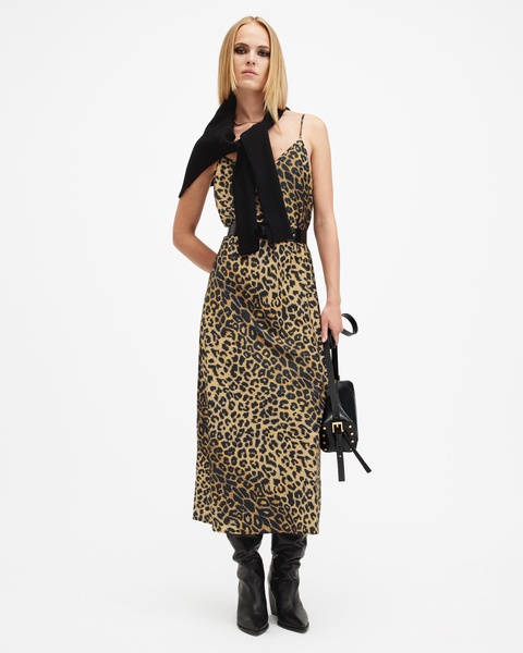 Hera Leopard Print 2-In-1 Midi Dress