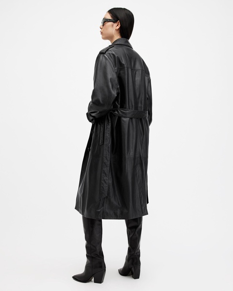 Hendry Relaxed Fit Leather Trench Coat