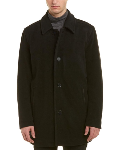 Cole Haan Men's Button Up Wool Plush Car Coat