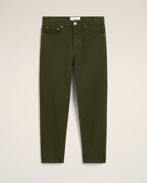 Green Cotton Tapered Fit Jeans